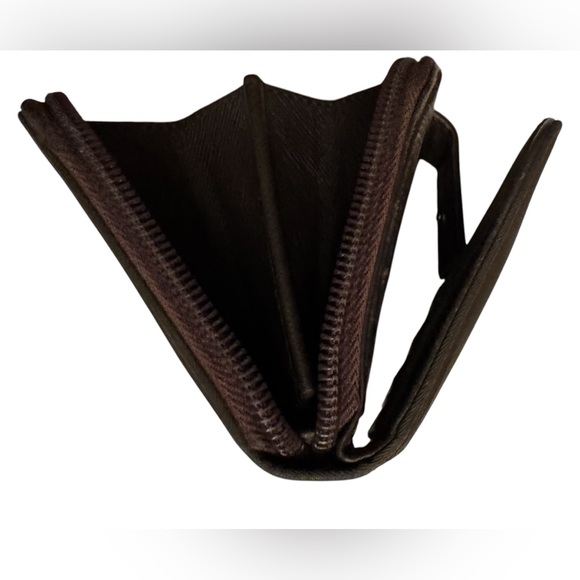 Prada compact wallet brown nylon and Saviano leather separate zipper change area - Picture 8 of 11